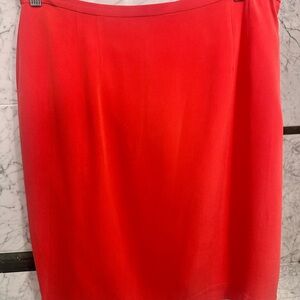 Vintage 100% Silk Coral Midi/pencil Skirt – pencil skirt – Size 16